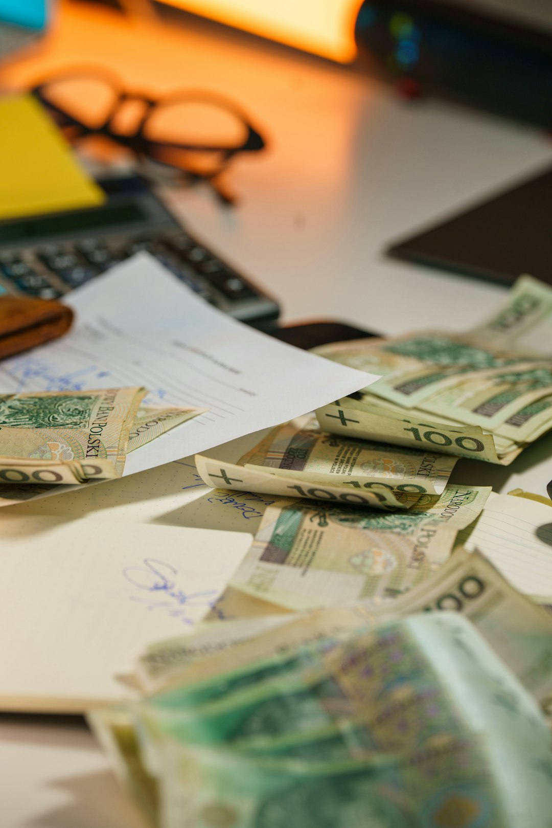 services-02 Polish currency earnings expenses income spending. Financial balance cash flow budget control payment analysis salary costs accounting business economy Poland
